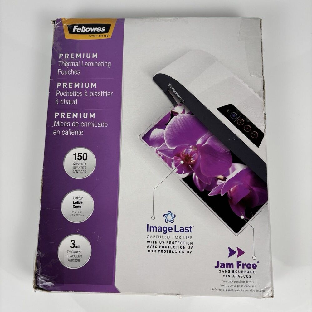 Fellowes 150 PK Thermal Laminating Pouches 3 Mil Letter Size - Open Box